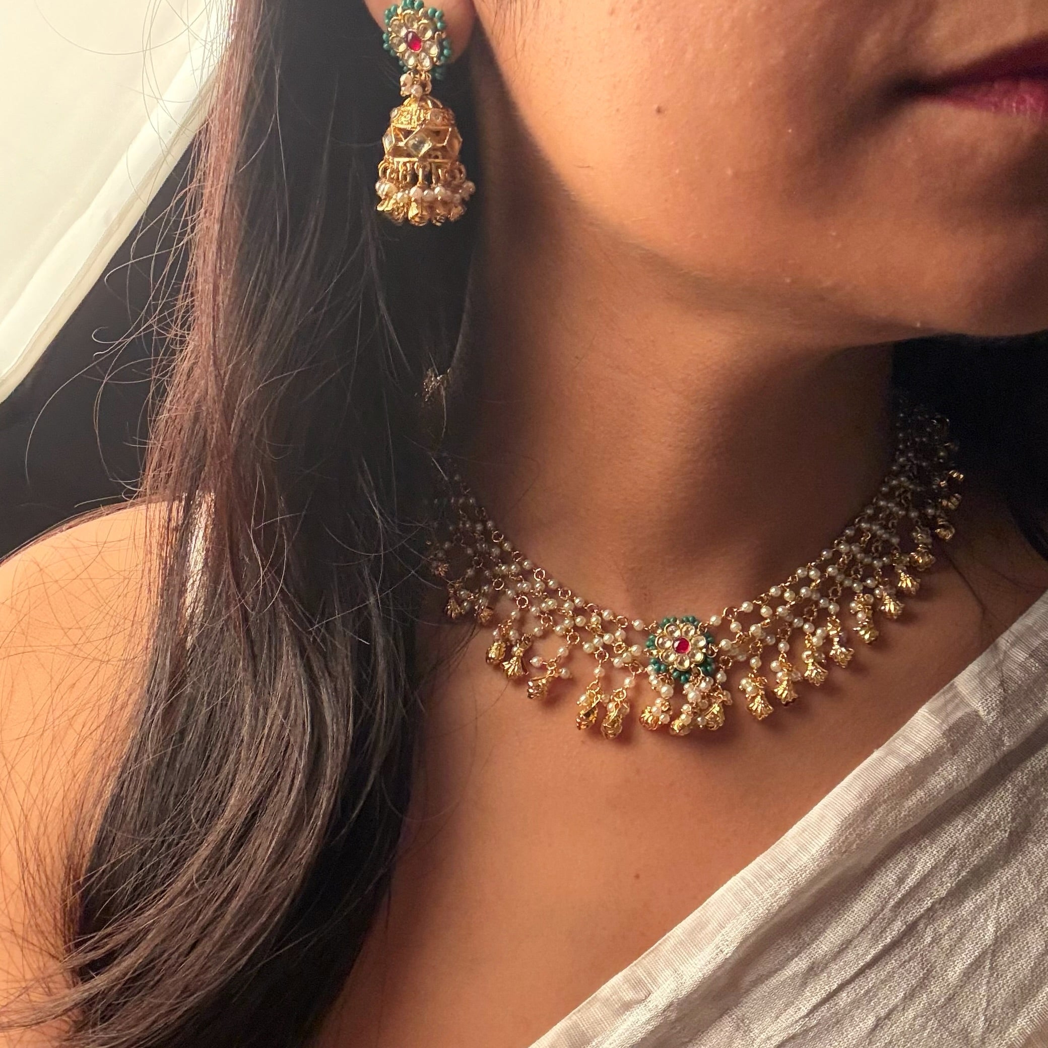 Kanchan Moti Jaalwork Necklace Set
