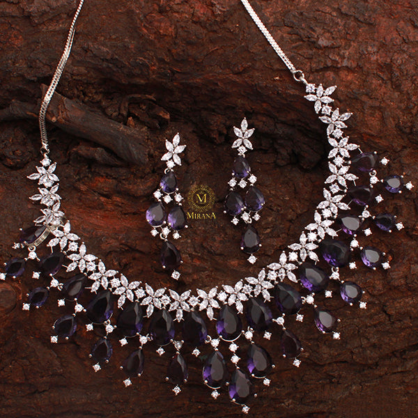 Elvi Lavender Designer Necklace Set