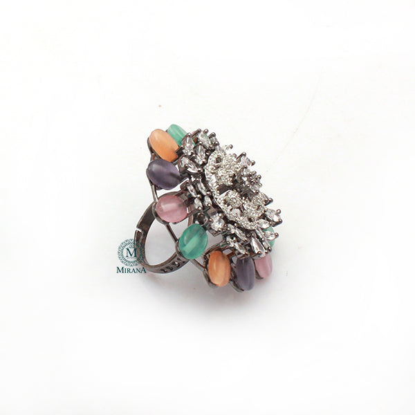 Fevia Multi Colour CZ Designer Ring