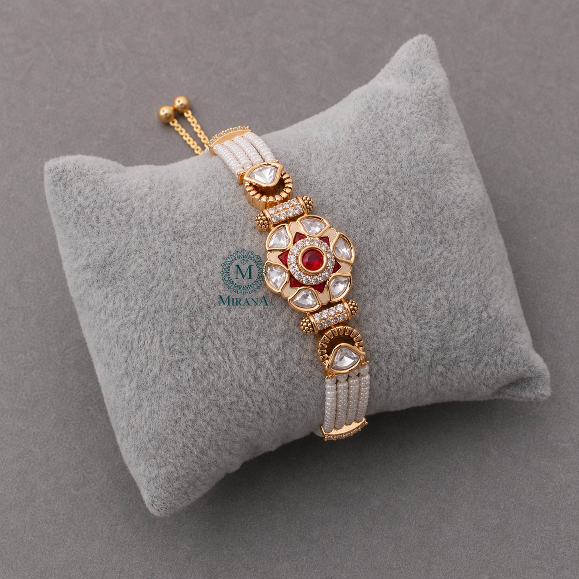 Atharva Ruby Polki Rakhi Designer Bracelet
