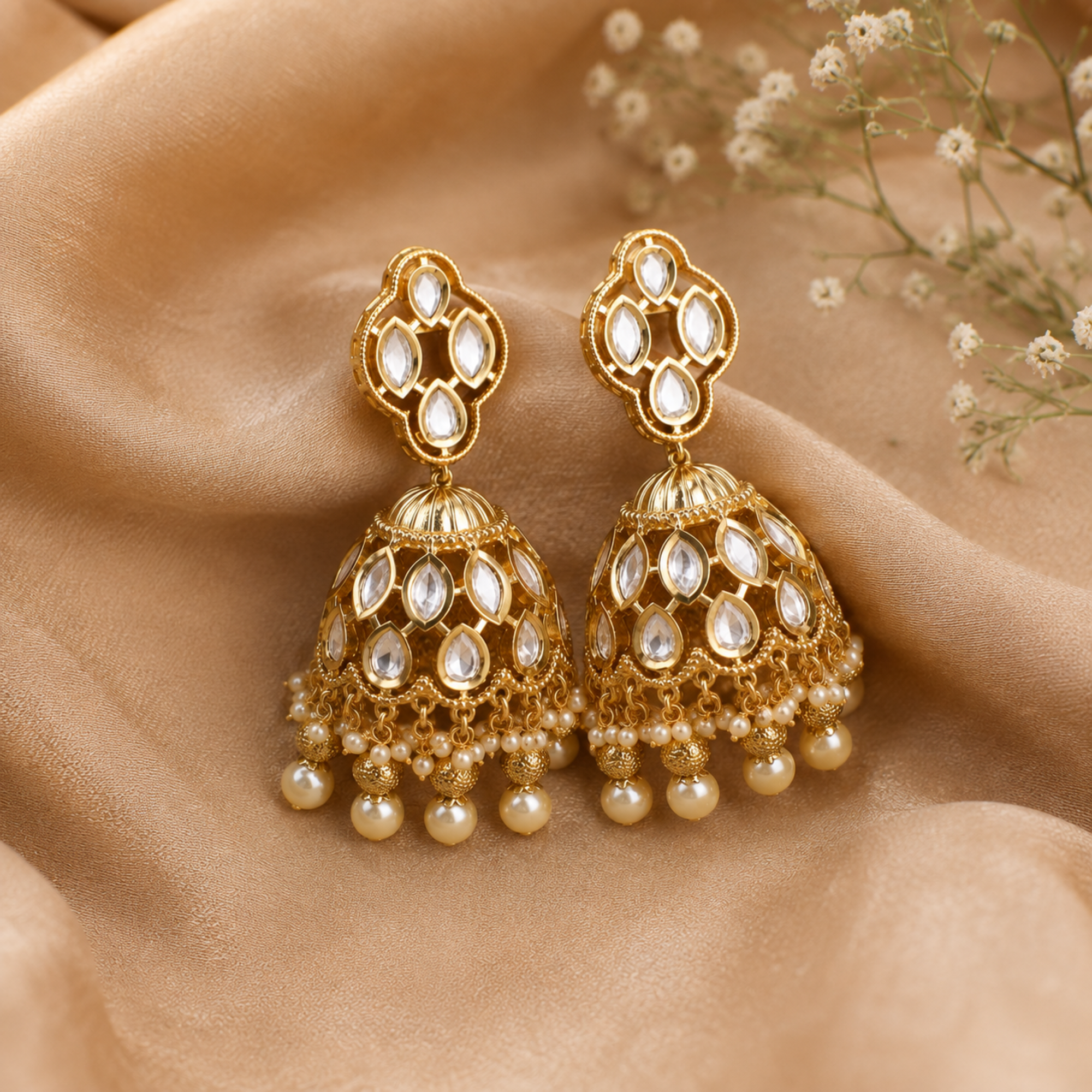 Sharvi Polki Designer Jhumka