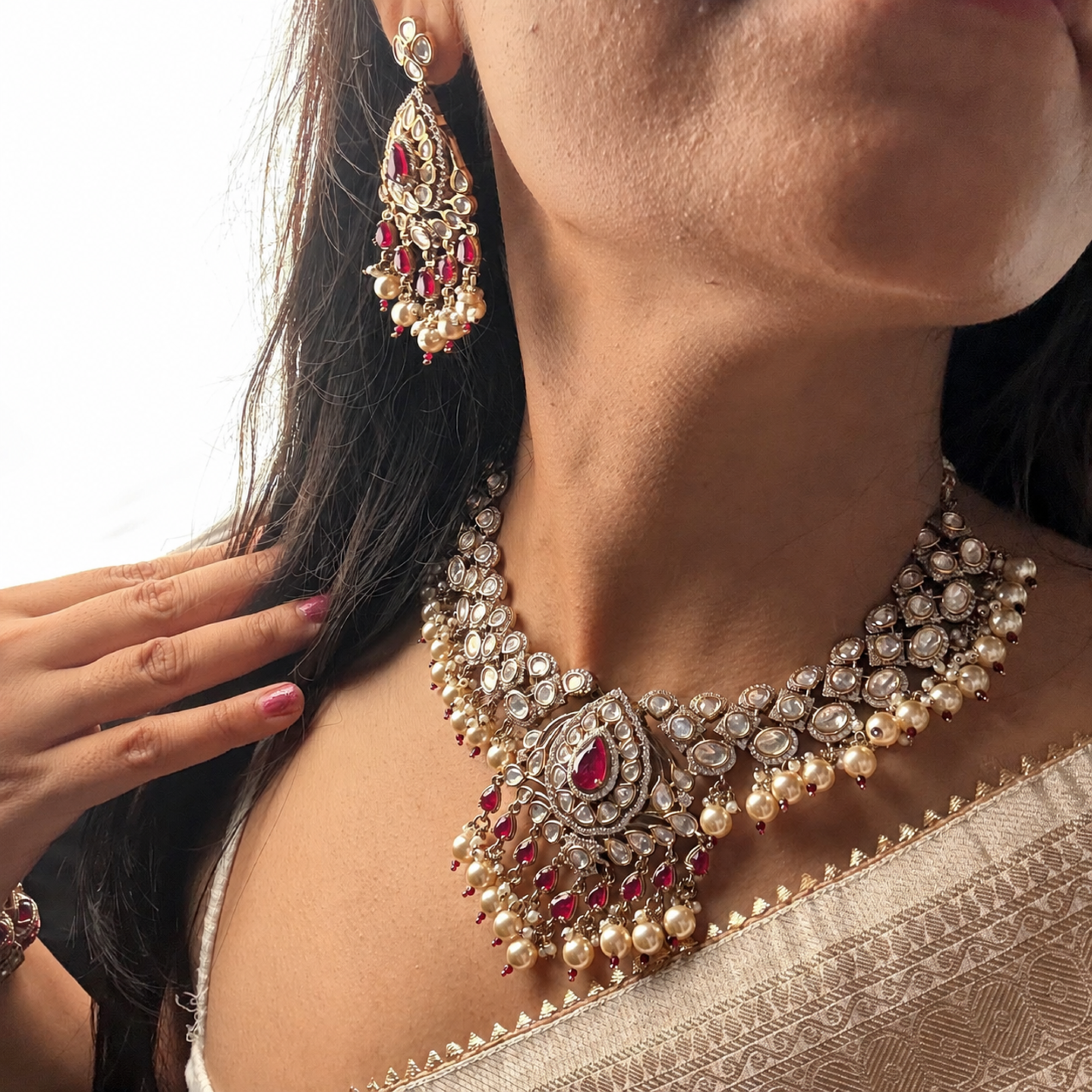Reba Polki Bridal Necklace Set