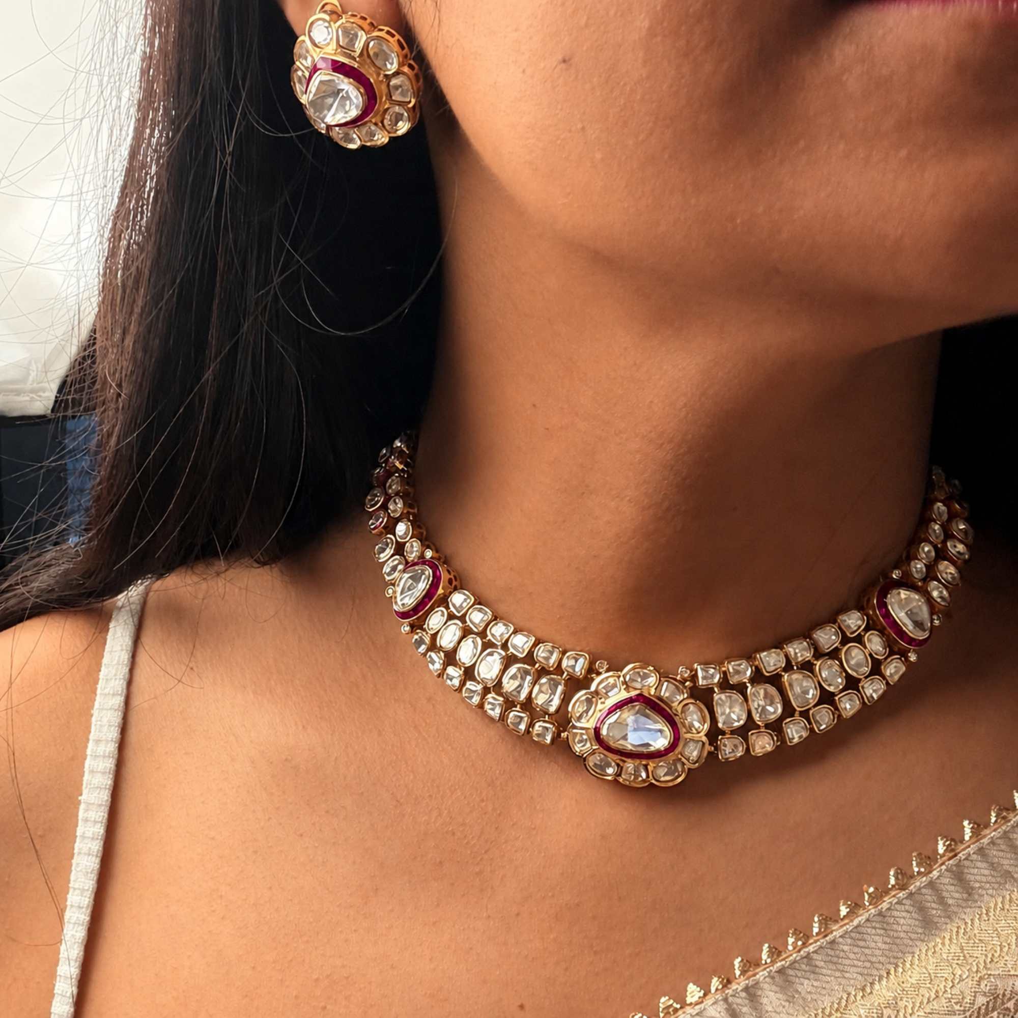 Tarana Moissanite Designer Necklace Set