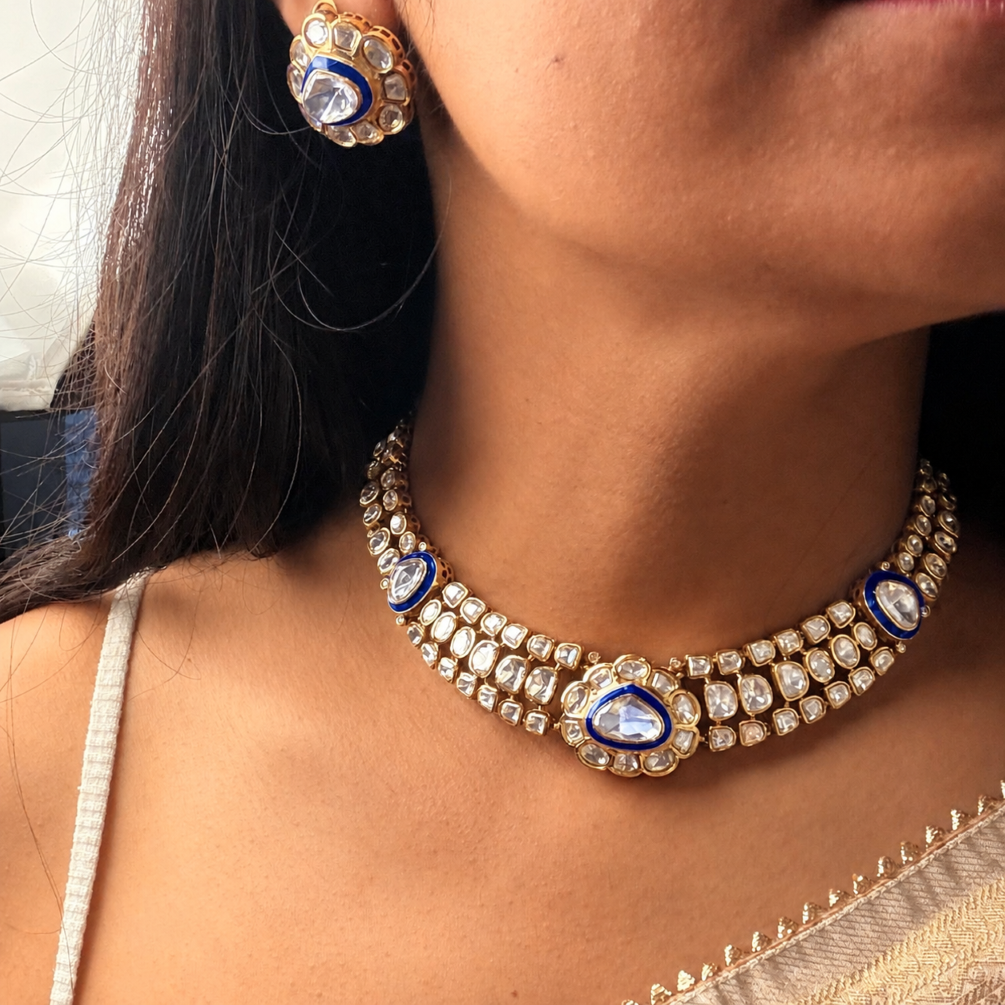 Tarana Moissanite Designer Necklace Set