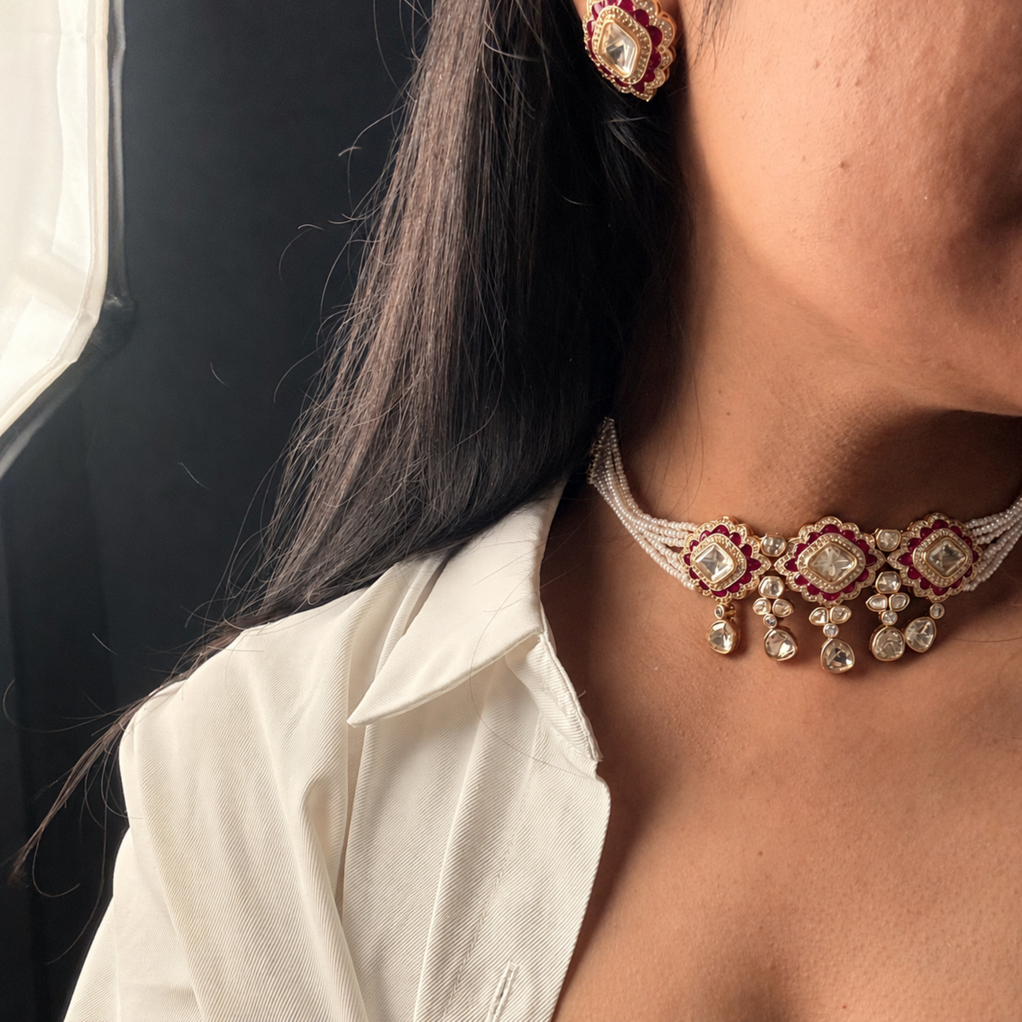 Shivi Moissanite Designer Choker Set