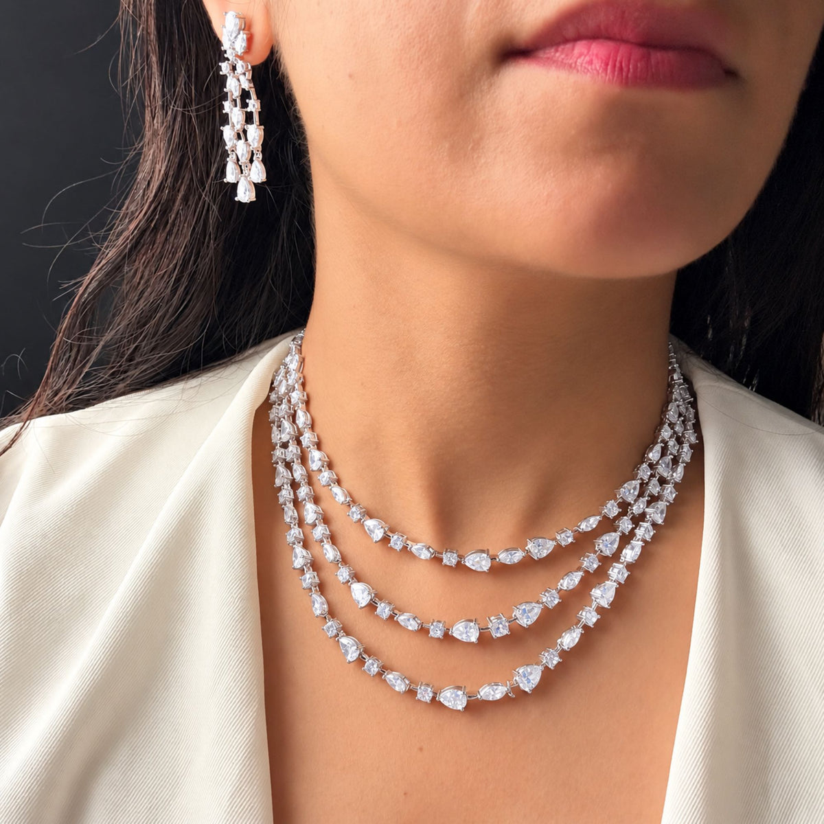 Triya CZ Layered Necklace Set