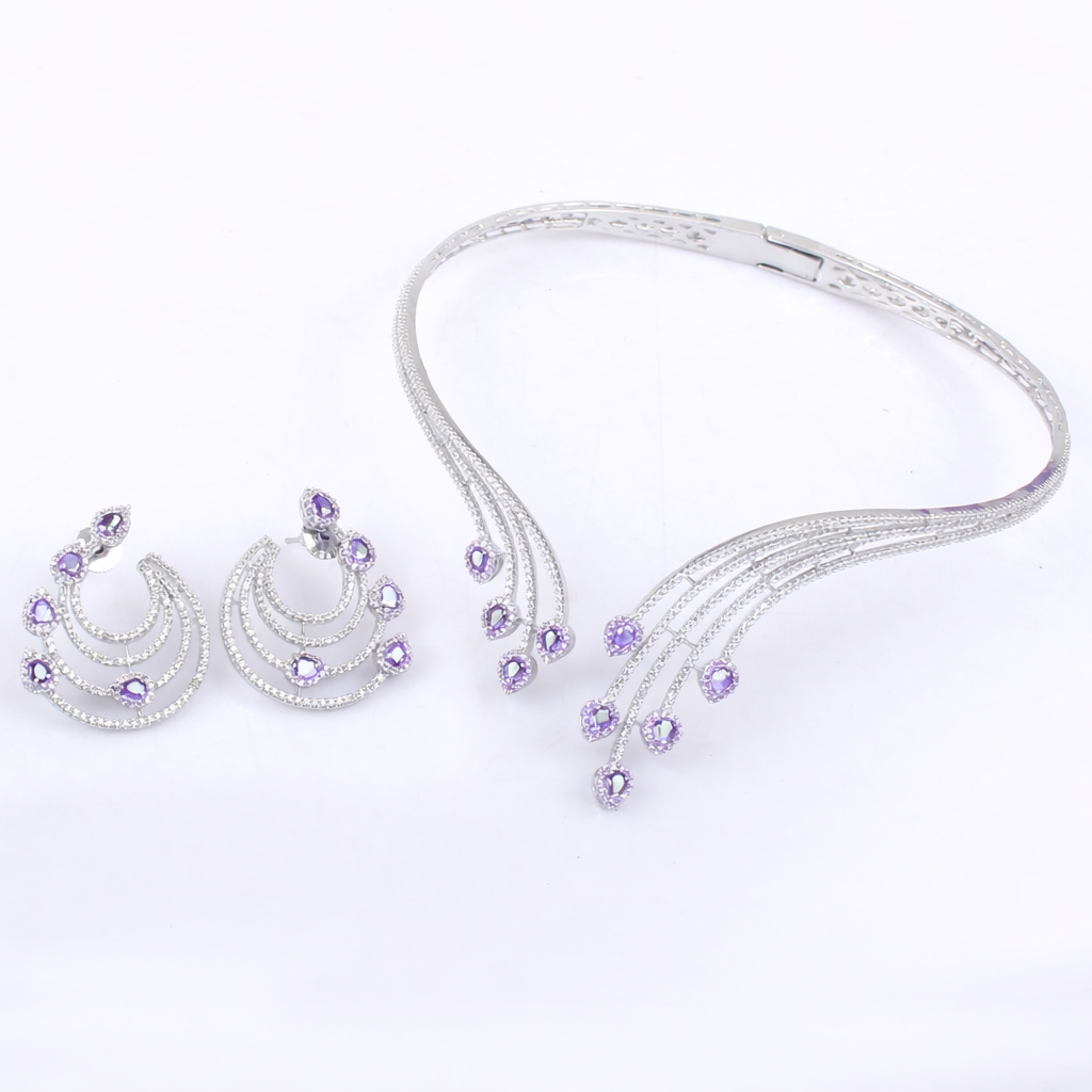 Doozi Lavender CZ Designer Necklace Set