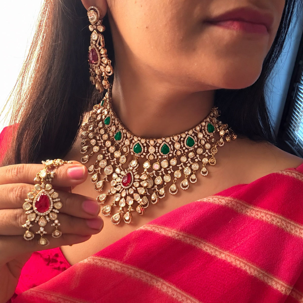 Saraswati Moissanite Bridal Choker Set