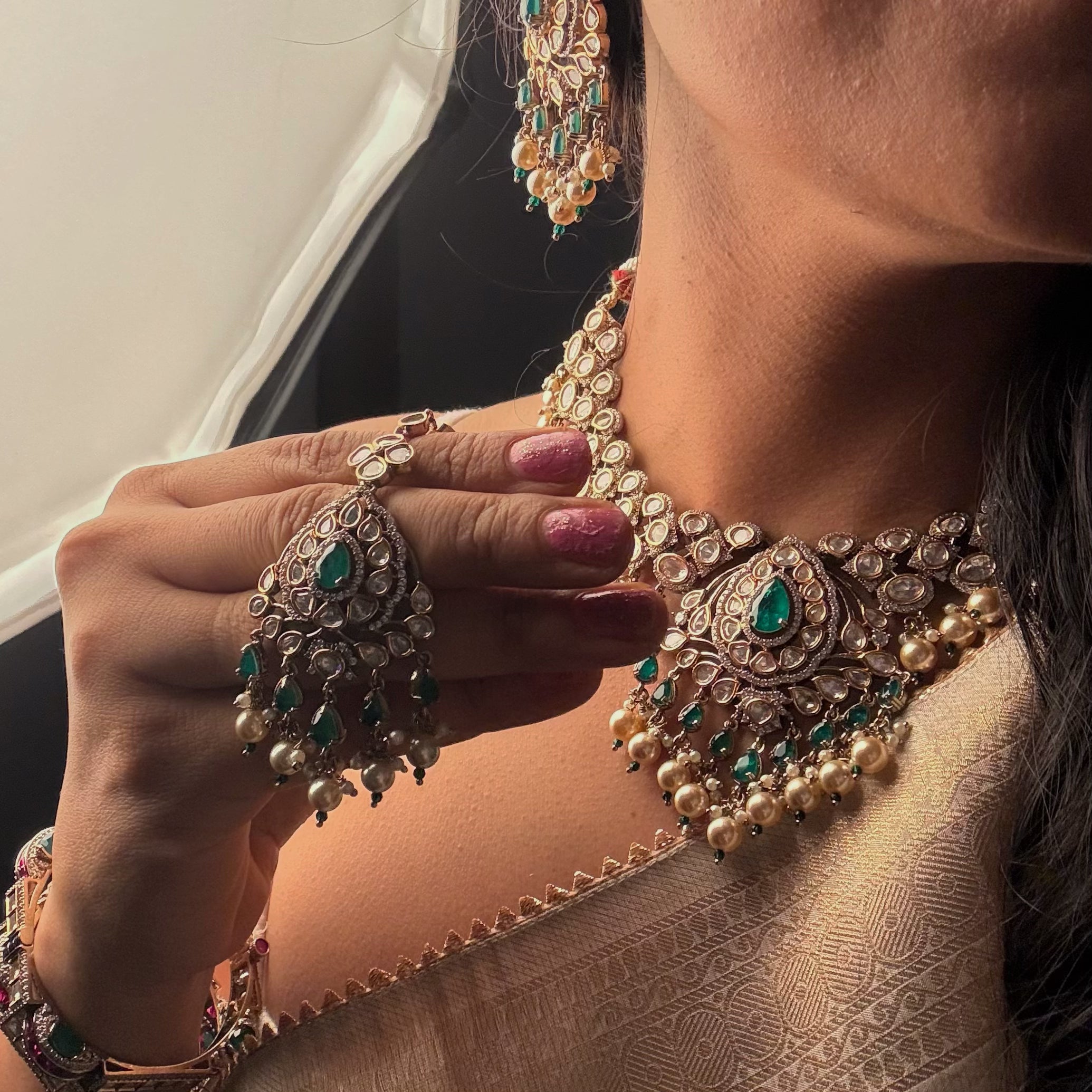 Reba Polki Bridal Necklace Set