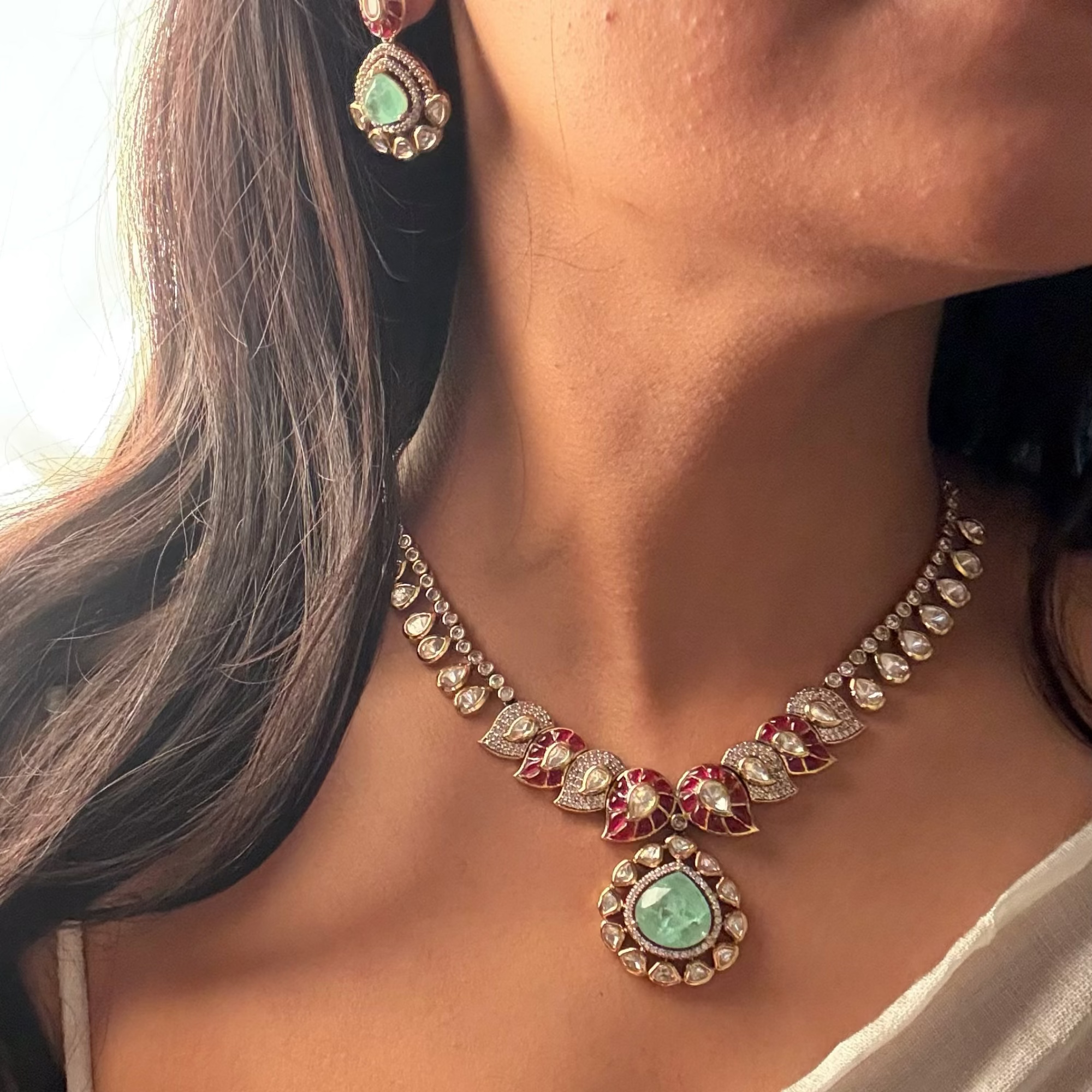 Parshi Polki Designer Necklace Set