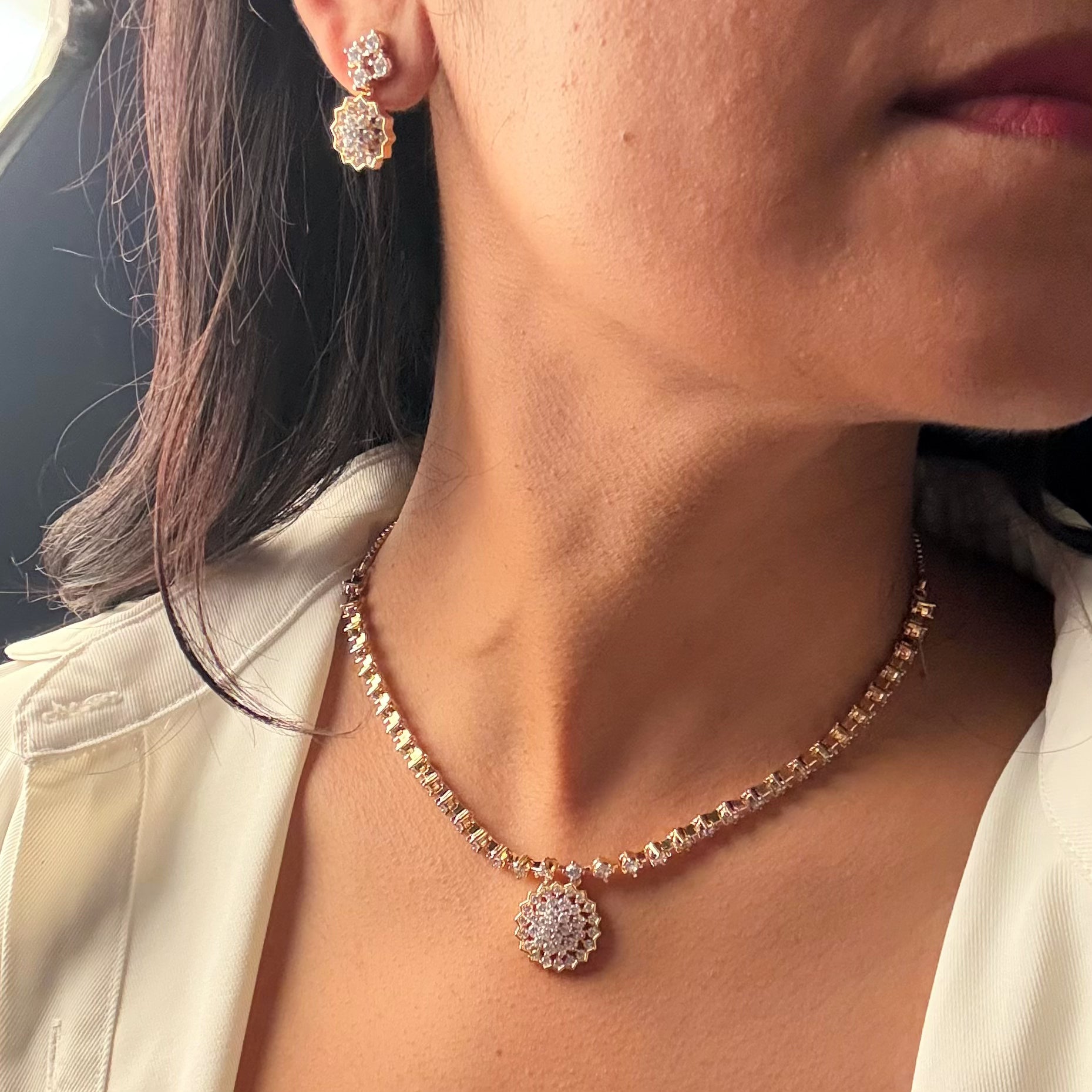 Ena CZ Designer Necklace Set