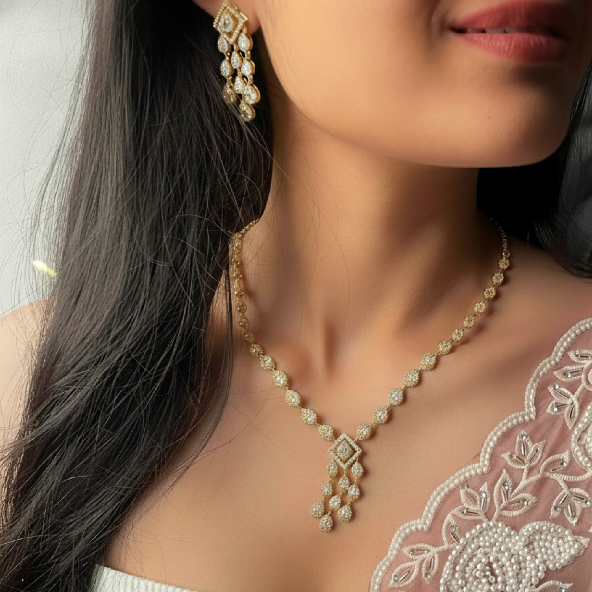 Aria CZ Designer Necklace Set