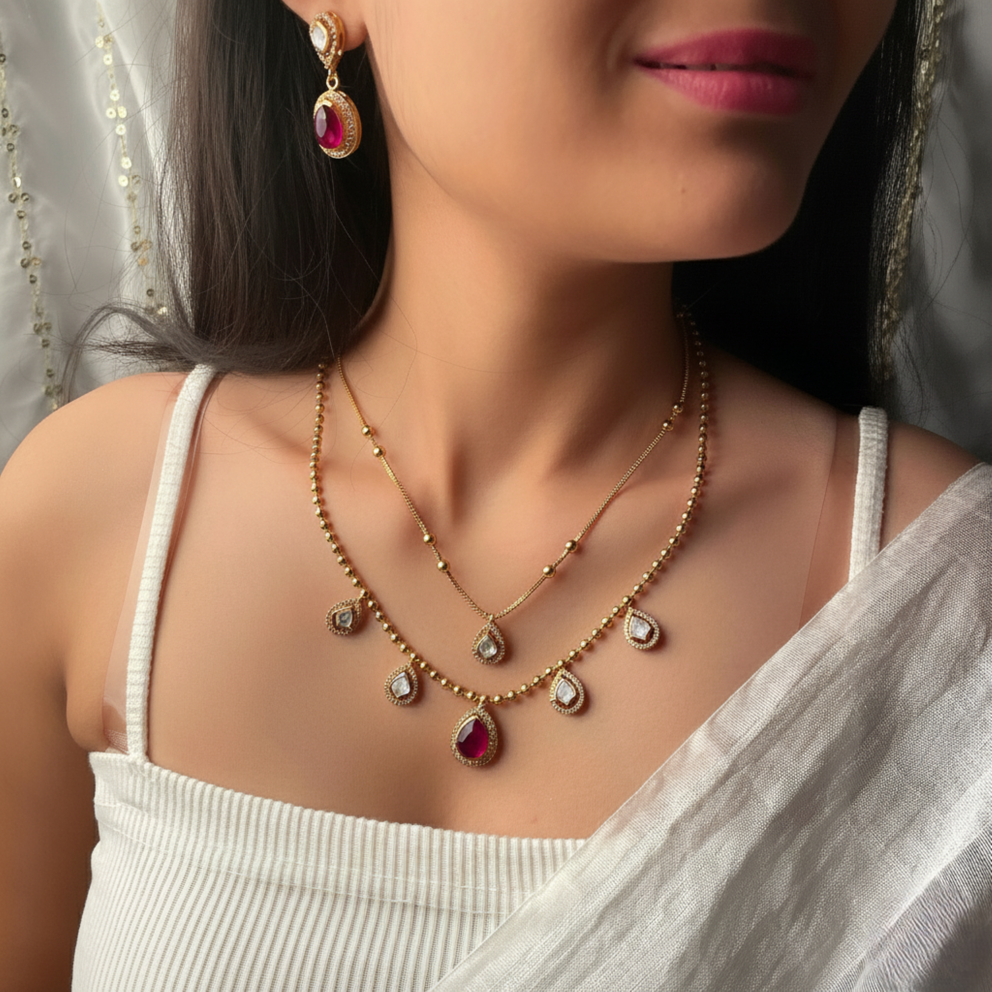 Nayra Double Layered Designer Necklace Set