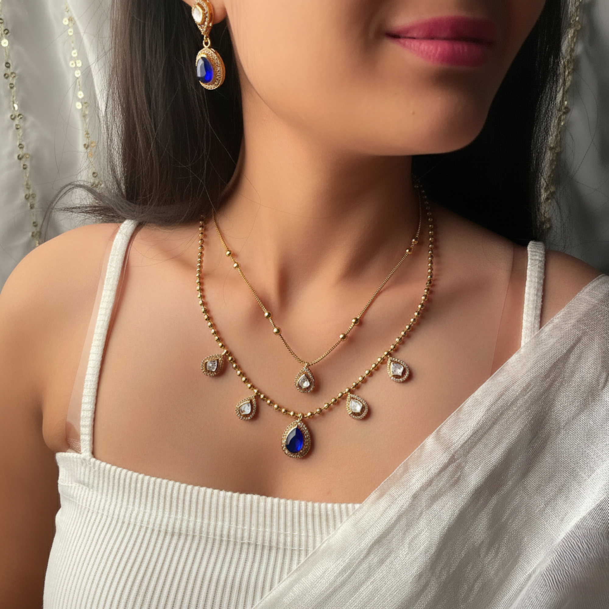 Nayra Double Layered Designer Necklace Set