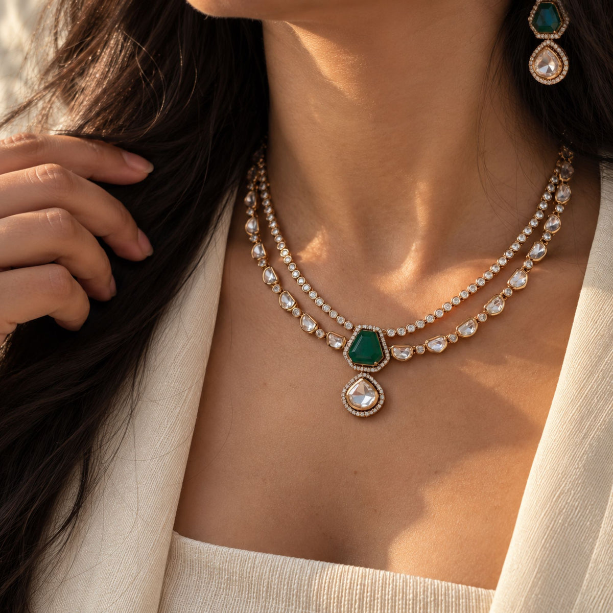 Kaavi Polki Layered Necklace Set