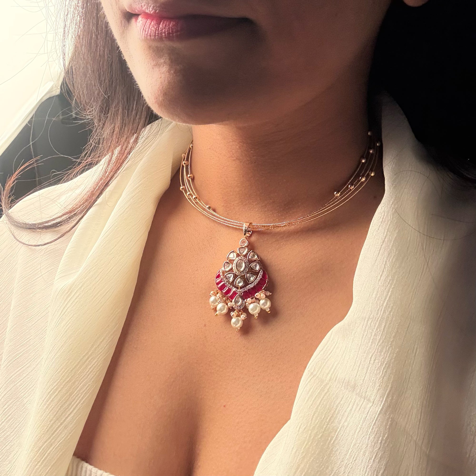 Zara Polki Husli Necklace Set