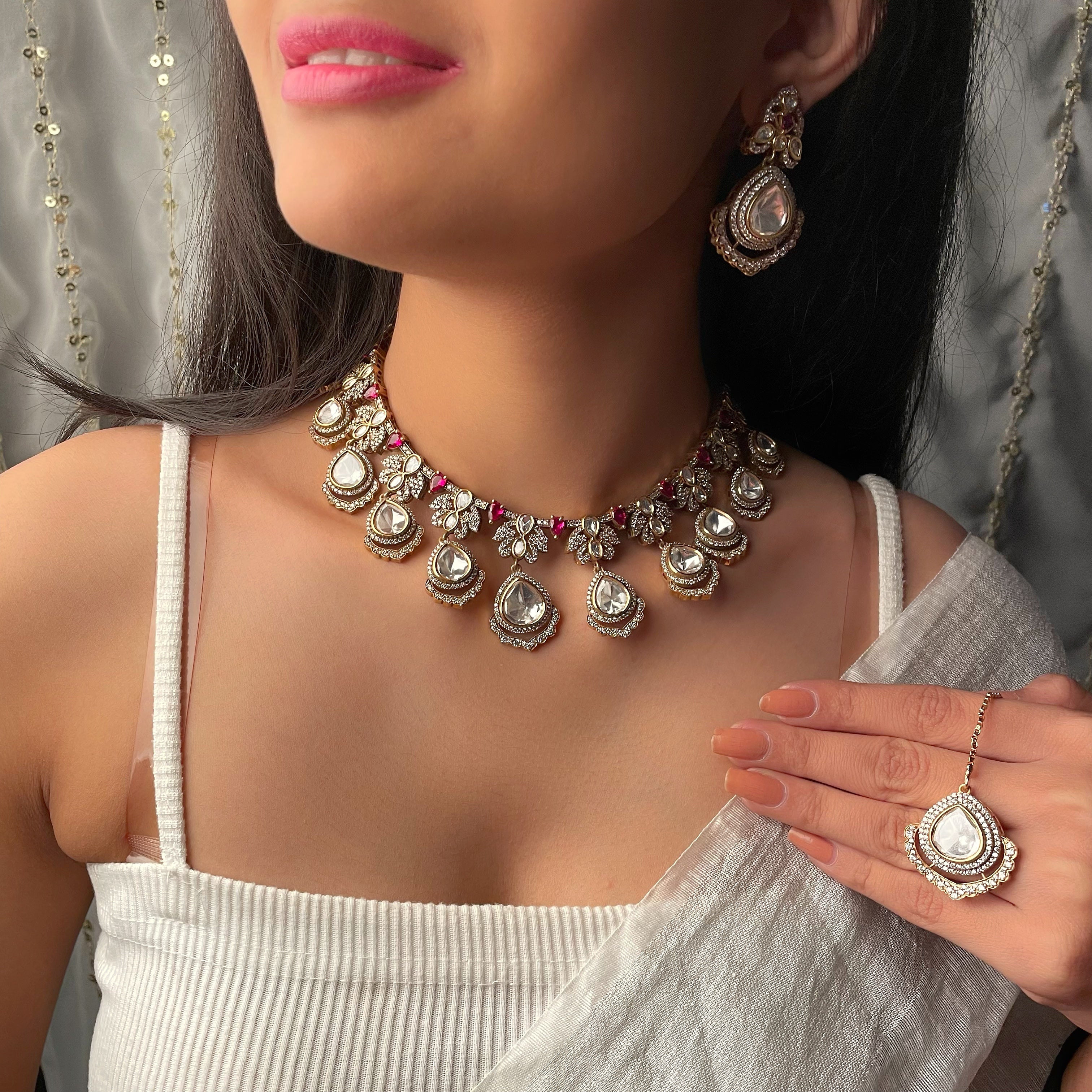 Sharjina Ruby Polki Designer Necklace Set
