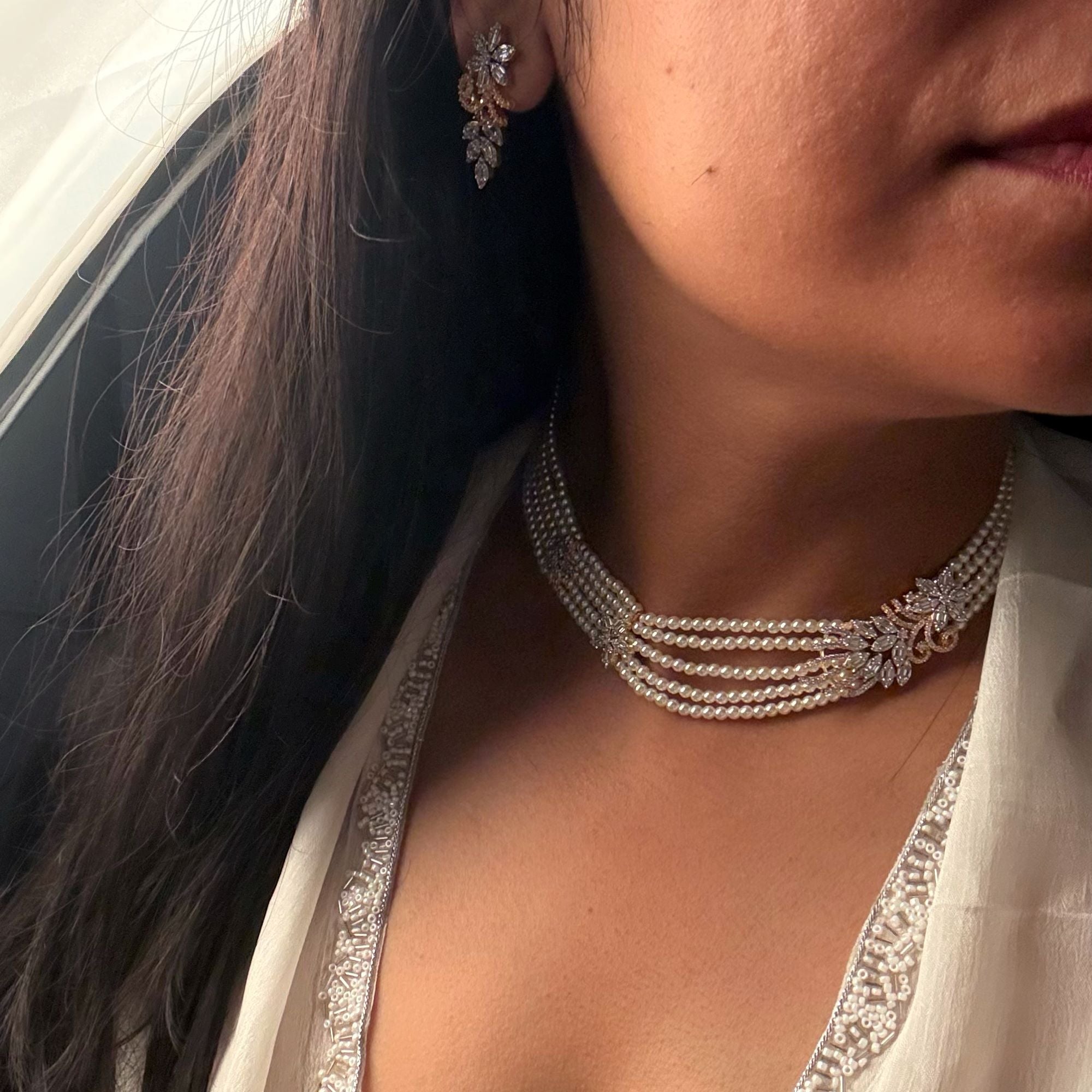 Yani Pearl CZ Choker Set
