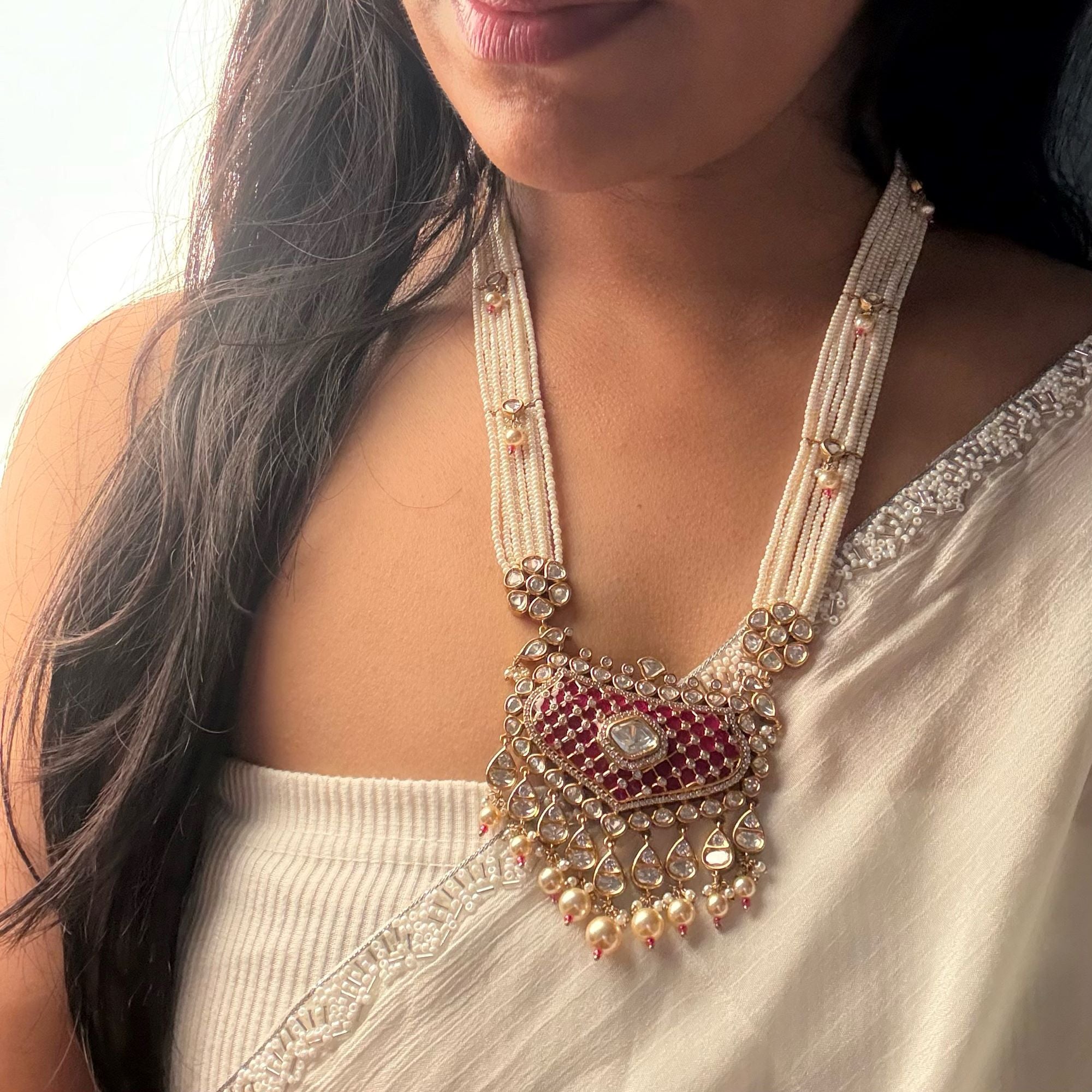 Anaya Polki Long Necklace Set