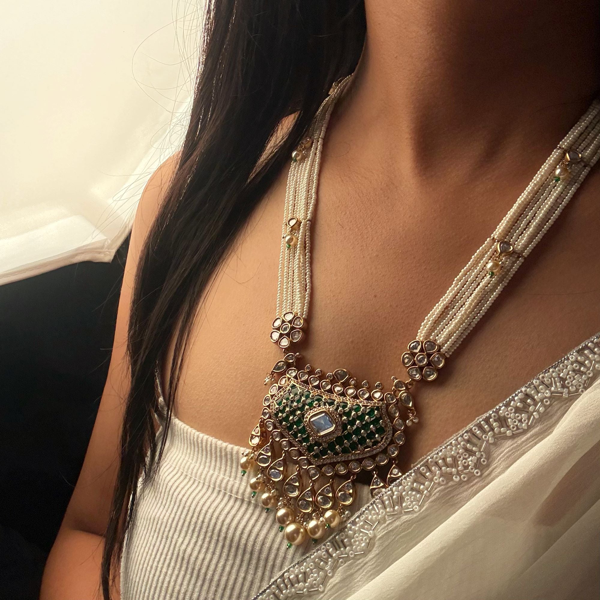 Anaya Polki Long Necklace Set