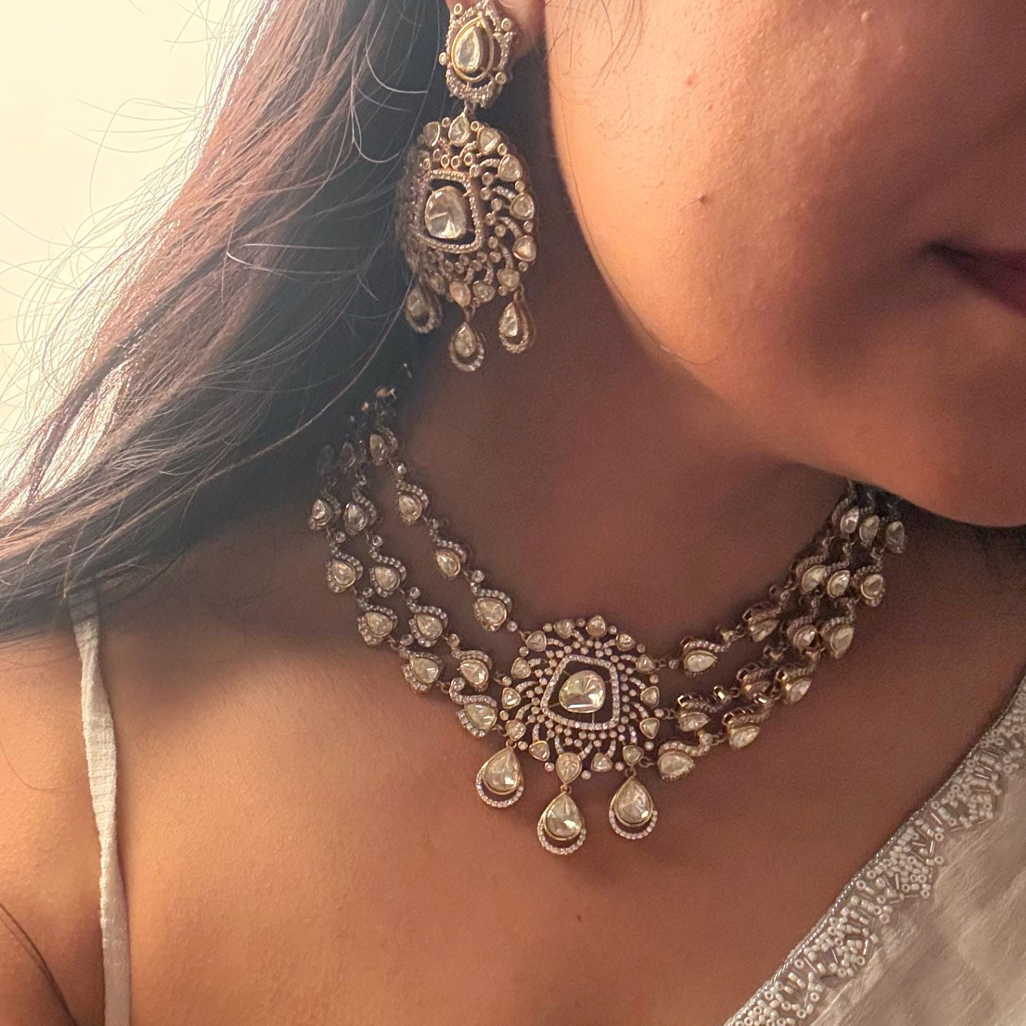 Geeta Moissanite Layered Necklace Set
