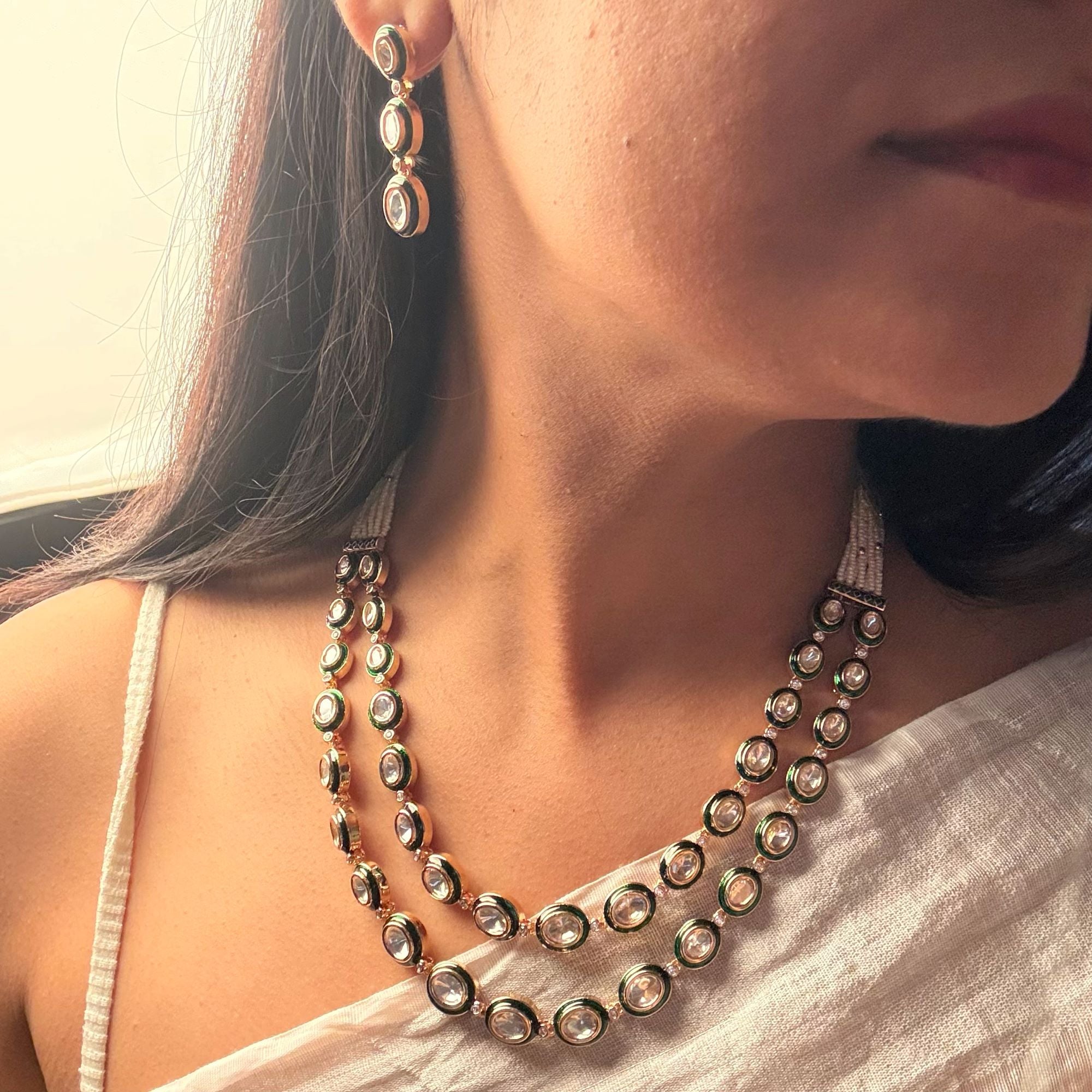 Heeru Polki Layered Necklace Set