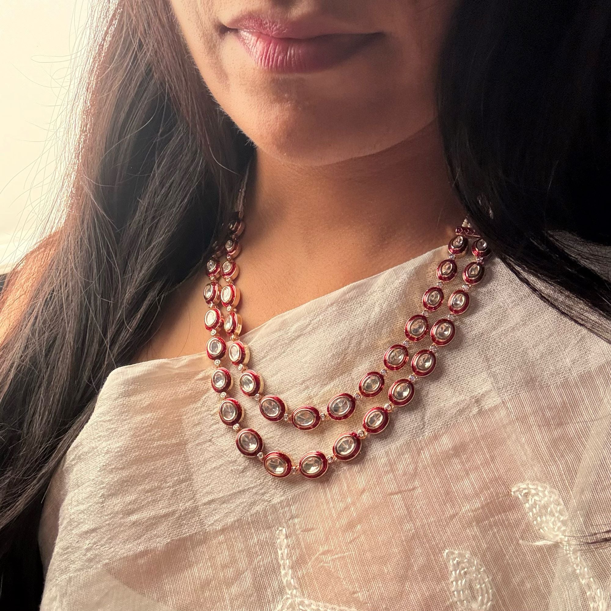 Heeru Polki Layered Necklace Set