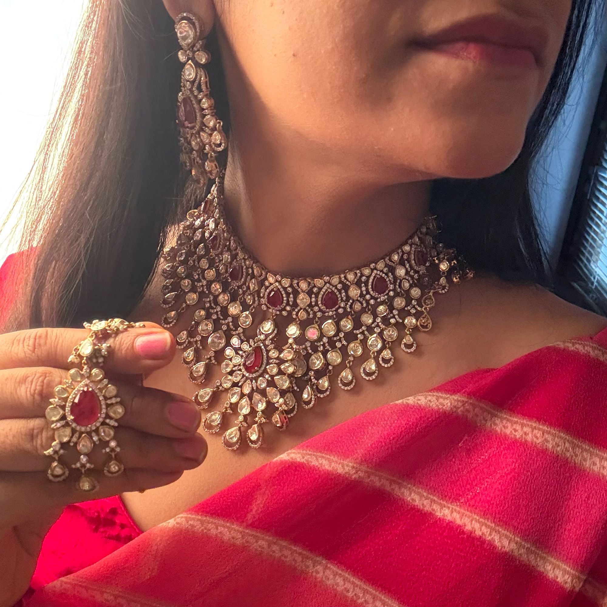 Saraswati Moissanite Bridal Choker Set