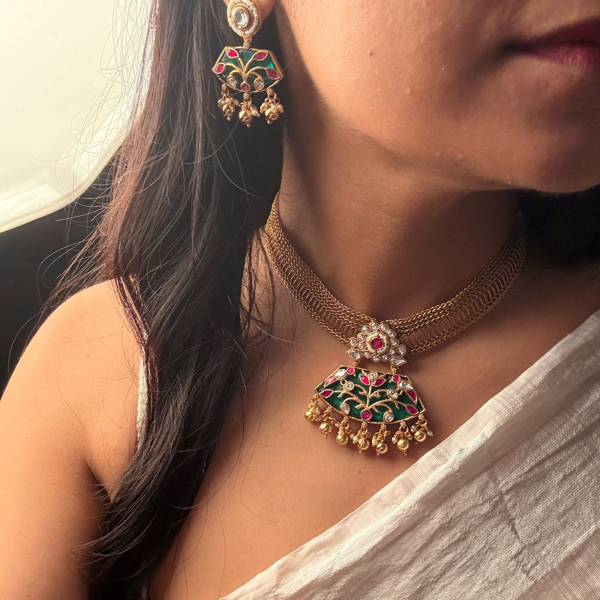 Jigya  Antique Meenakari Necklace Set
