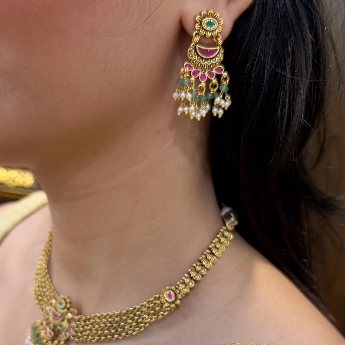 Jeevi Antique Designer Necklace Set