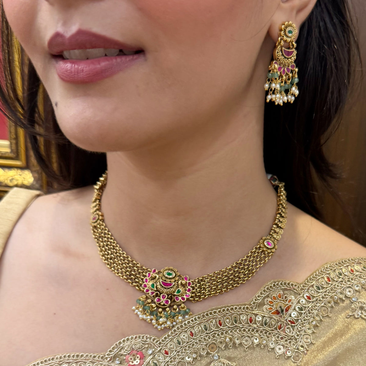 Jeevi Antique Designer Necklace Set