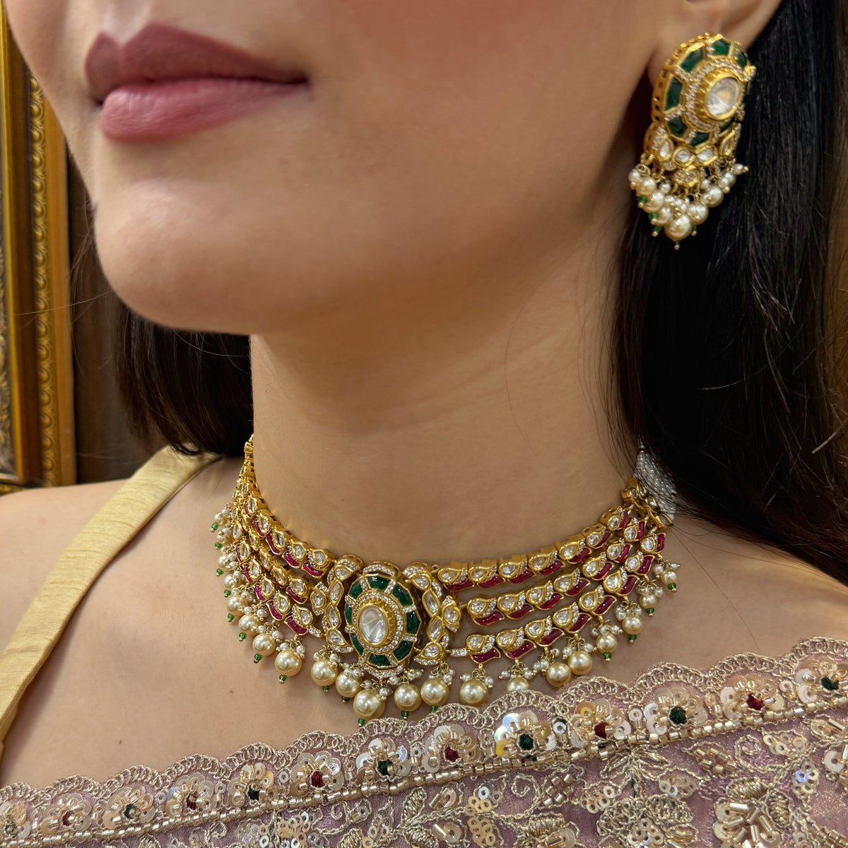 Kaarvi Polki Layered Necklace Set