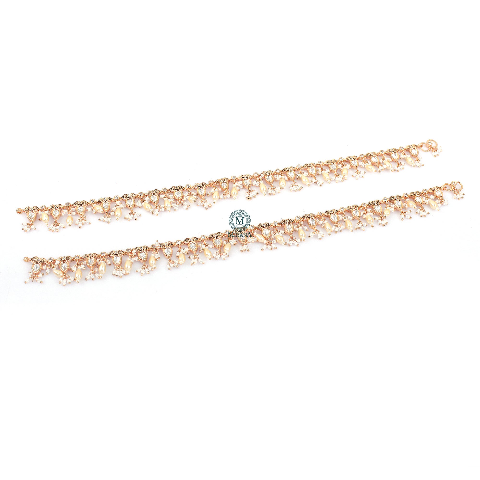 Parthika Pearl Polki Designer Anklets