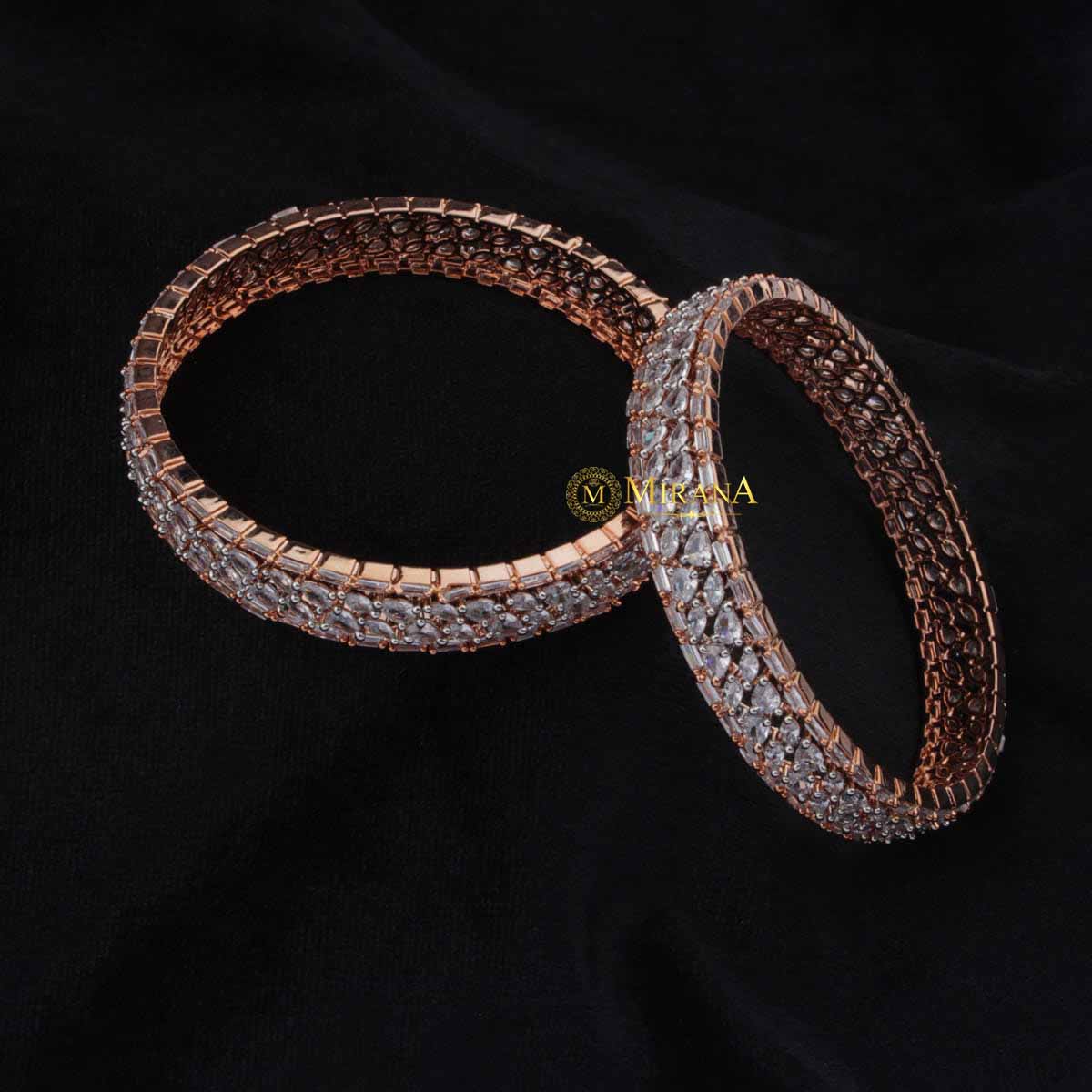 Tossed Dual Tone CZ Bangles