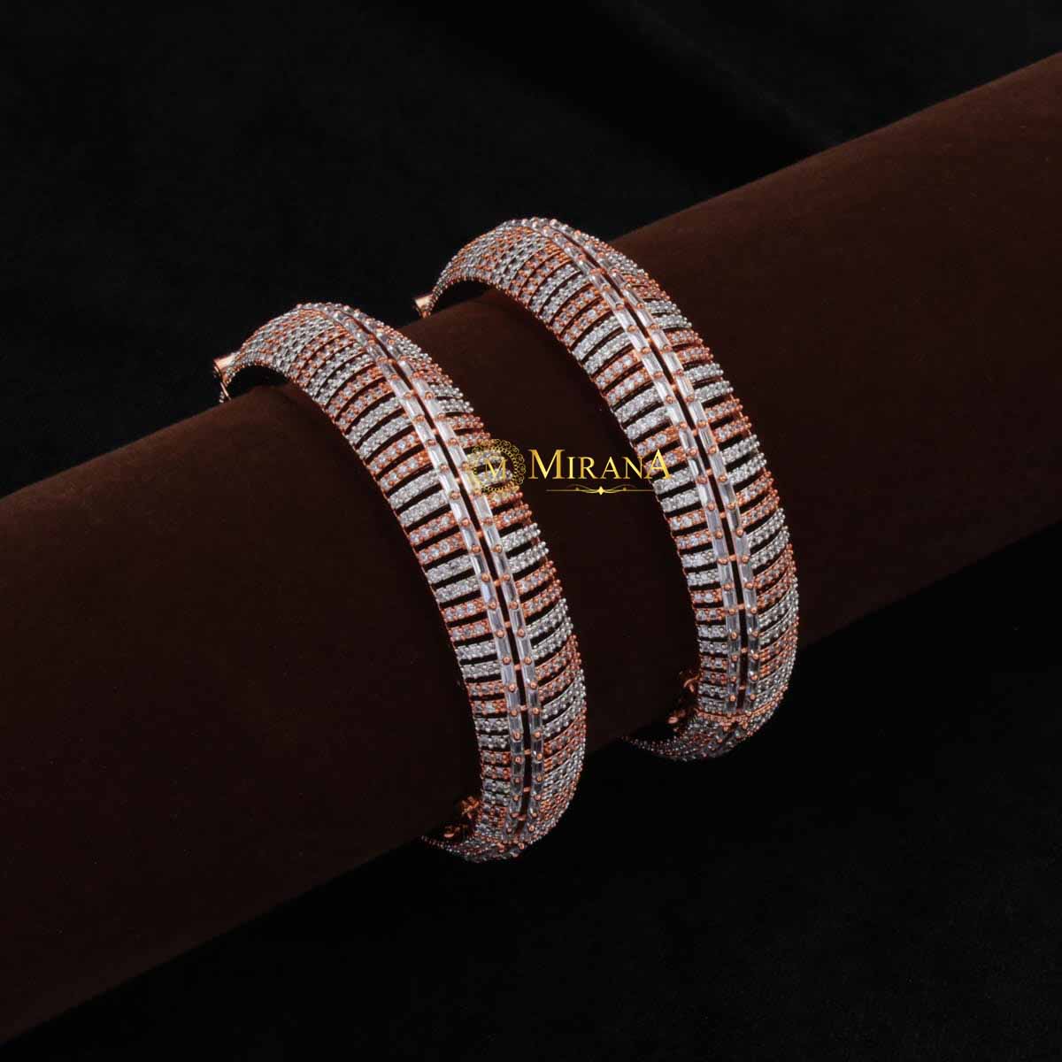 CZ Dual Tone Broad Bangles