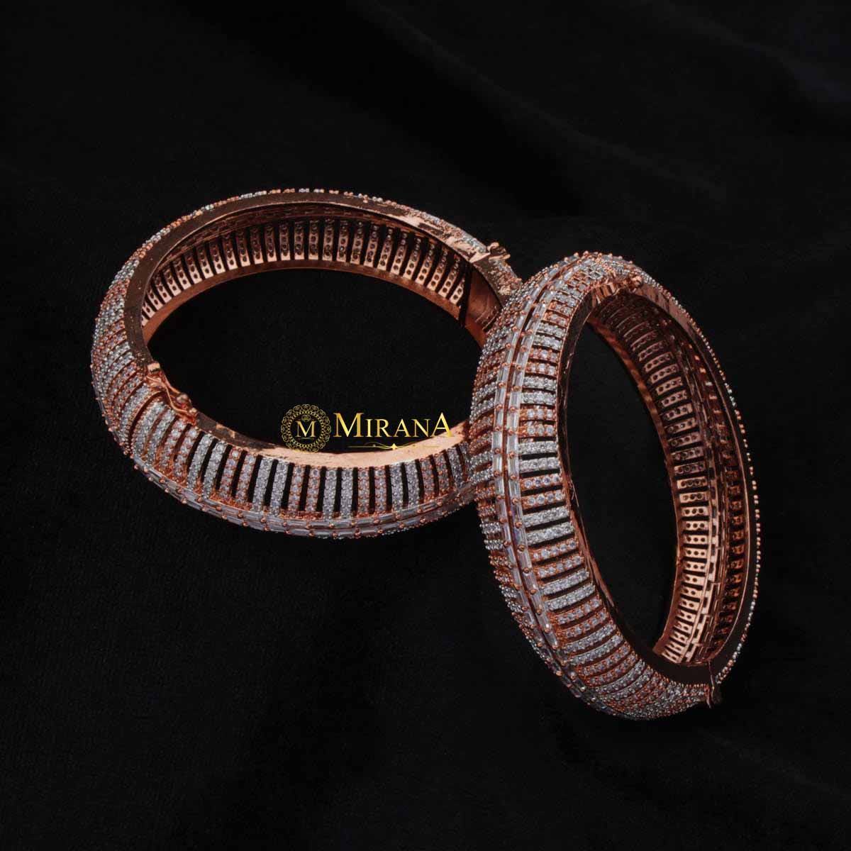 CZ Dual Tone Broad Bangles