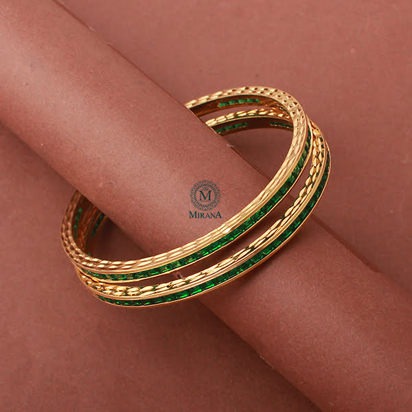 Ellie Emerald Green CZ Designer Bangles