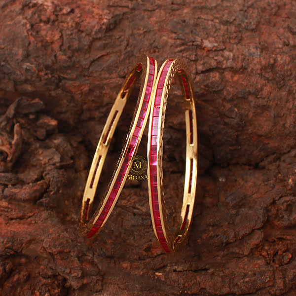 Lucia Ruby CZ Designer Bangles