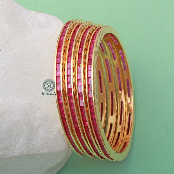 Lucia Ruby CZ Designer Bangles