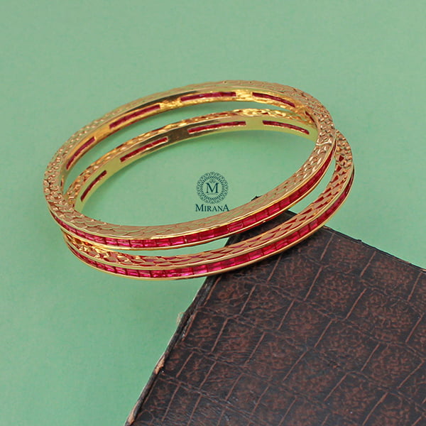 Lucia Ruby CZ Designer Bangles