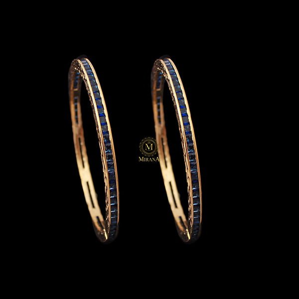 Nova Sapphire Blue CZ Designer Bangles