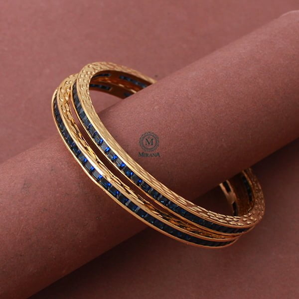 Nova Sapphire Blue CZ Designer Bangles