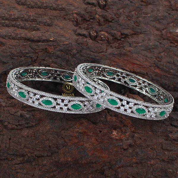 Hailey Emerald Green CZ Designer Bangles
