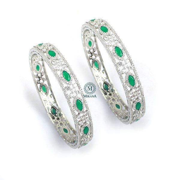 Hailey Emerald Green CZ Designer Bangles