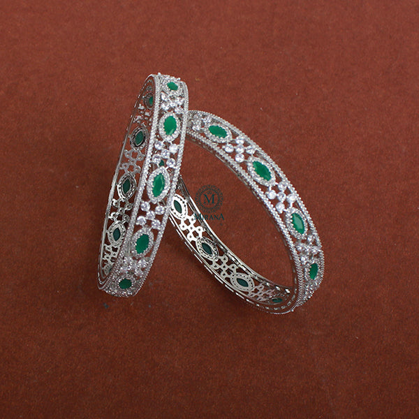 Hailey Emerald Green CZ Designer Bangles