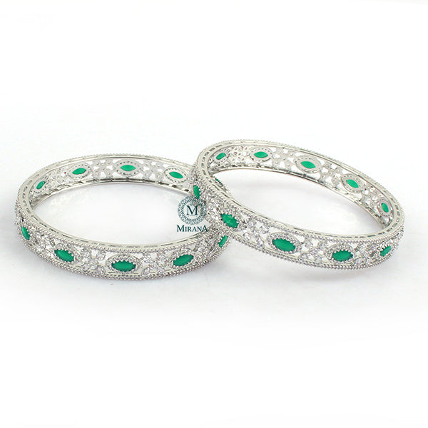 Hailey Emerald Green CZ Designer Bangles