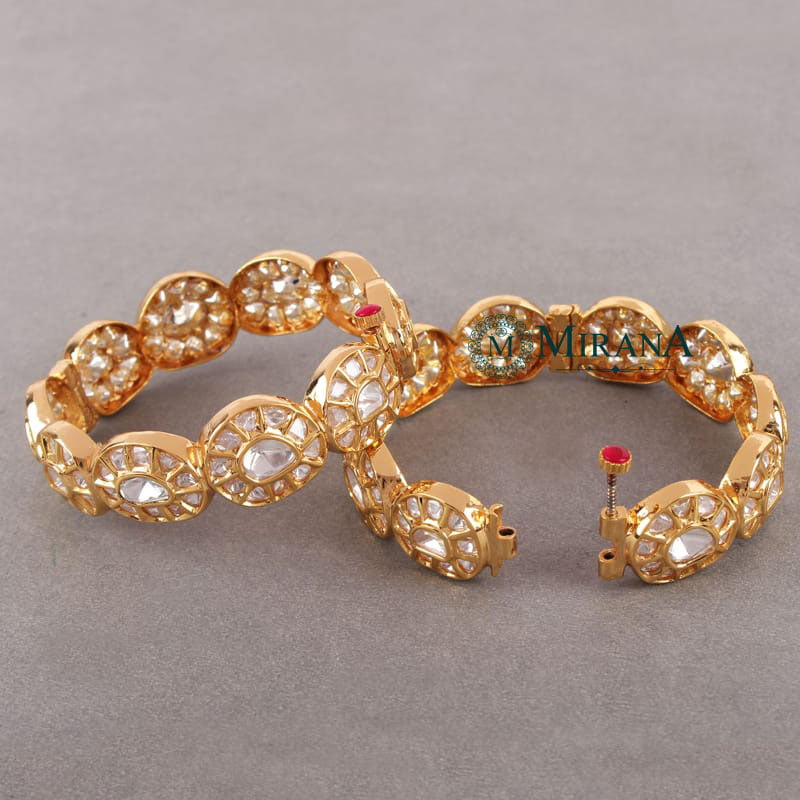 Uncut Cluster Polki Bangles