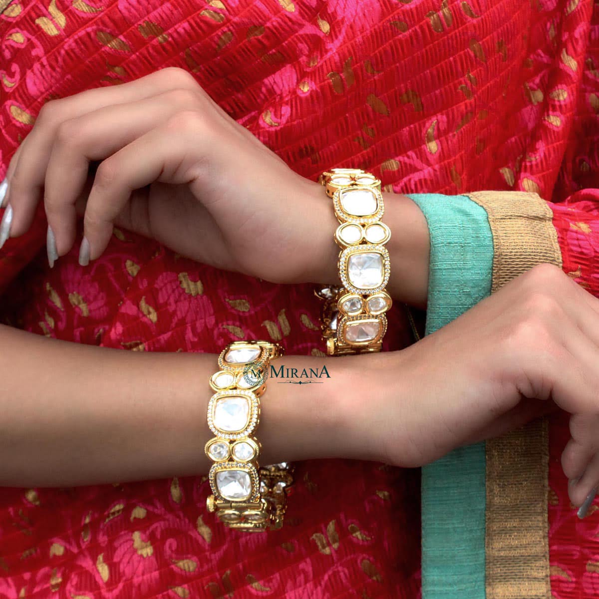 Big Polki Kundan Bangles