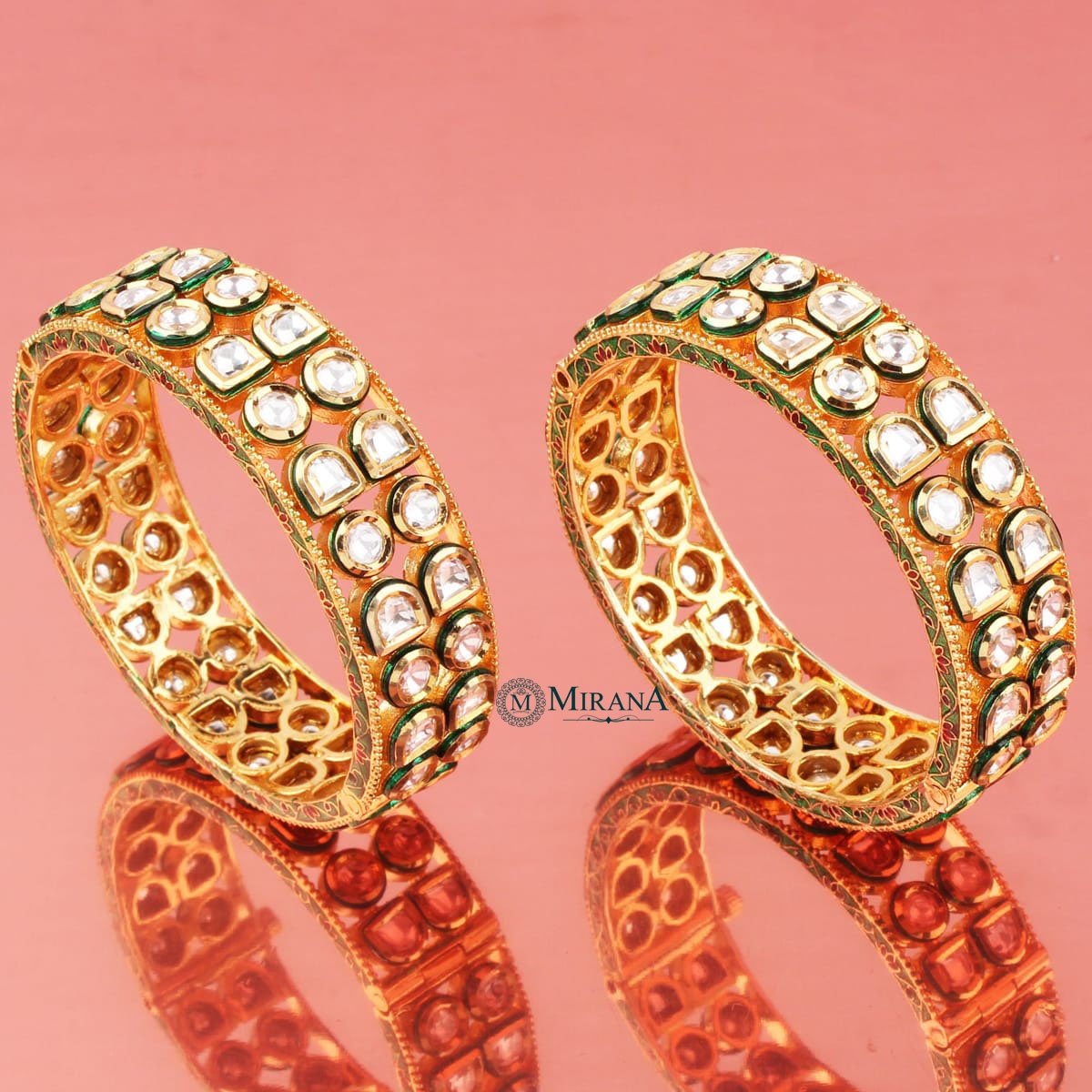 Double Layered Polki Kundan Bangles