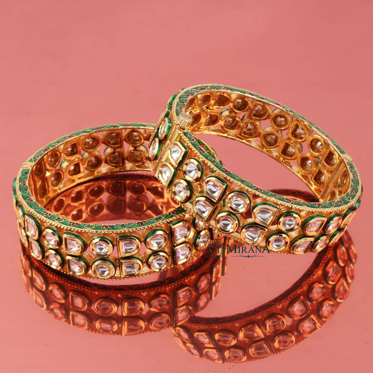 Double Layered Polki Kundan Bangles